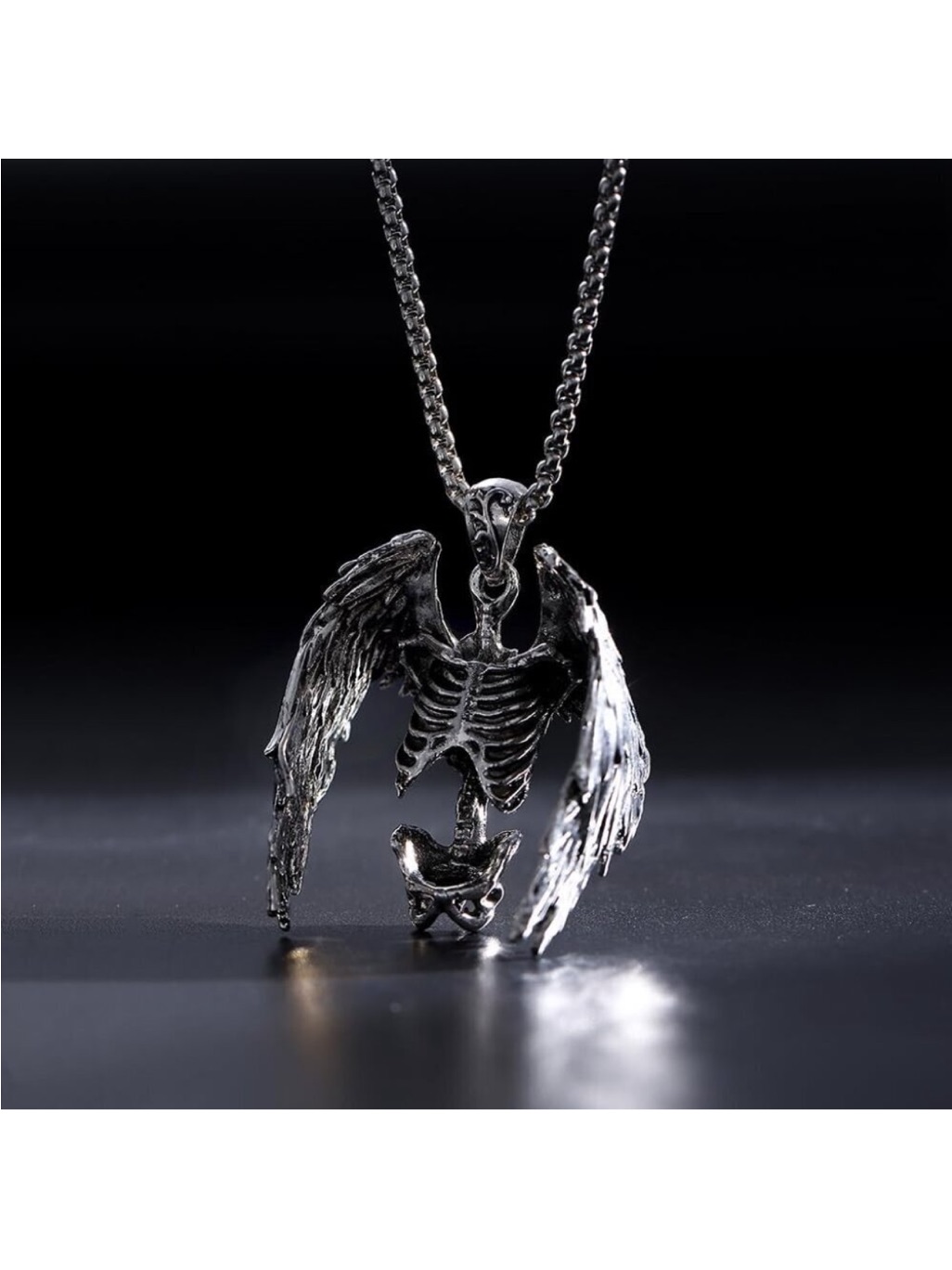 Skull Necklace Stainless Punk Wings Pendant Choker Alloy Steel Halloween Jewelry